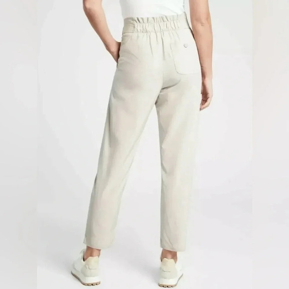 Athleta Skyline II Light Kahki Cream Paperbag Waistband Pants- 6 - Picture 2 of 9